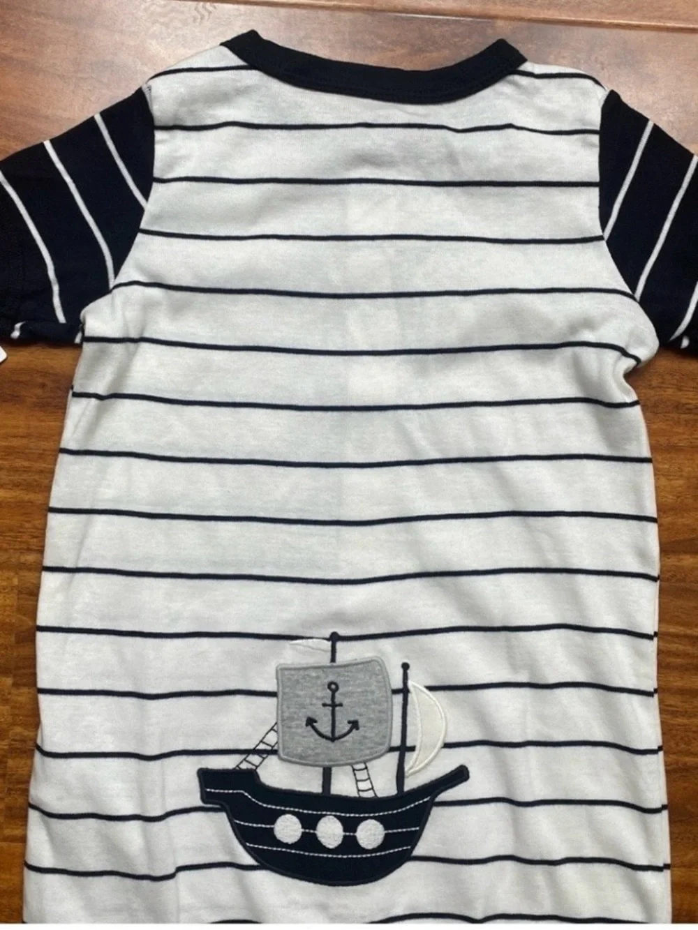NWT New Carter's Baby Boy Black White Stripe Boat Button Down Romper Size 24M